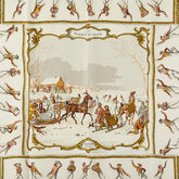 エルメス カレ90 LES PLAISIRS DU FROID 氷上の喜び スカーフ ホワイト ゴールド マルチカラー シルク レディース HERMES 【中古】